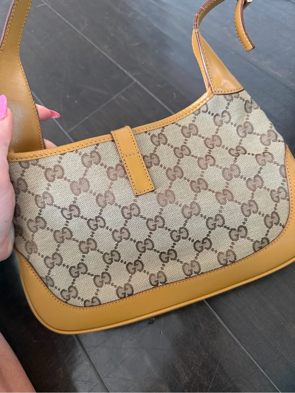 GUCCI Monogram Web Small Jackie O Hobo Brown